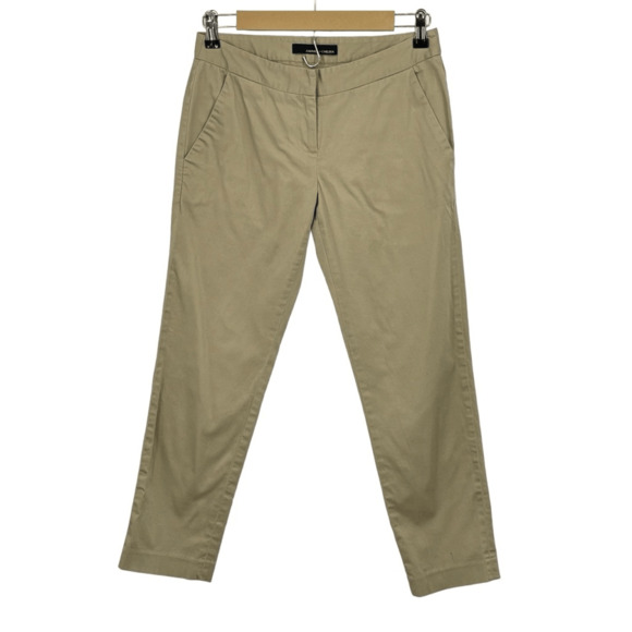 Amanda+Chelsea Beige Tan Flat Front Stretch Low-Rise Straight Ankle Pants Size 2 - Picture 1 of 10